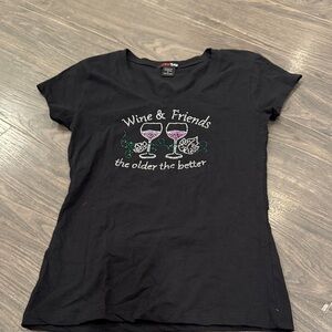 Pro tag Black Graphic Tee - Wine & Friends size large 8:20
